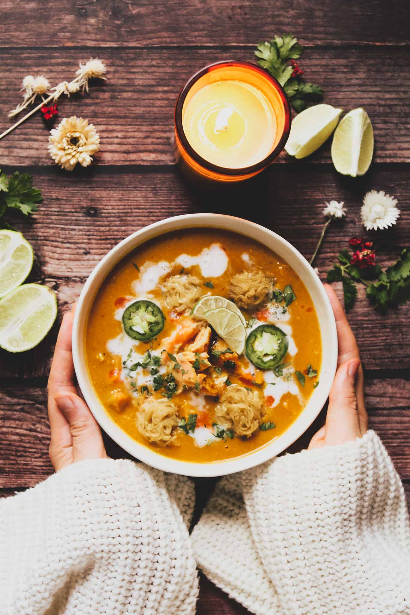 Thai Sweet Potato Curry Soup with Salmon