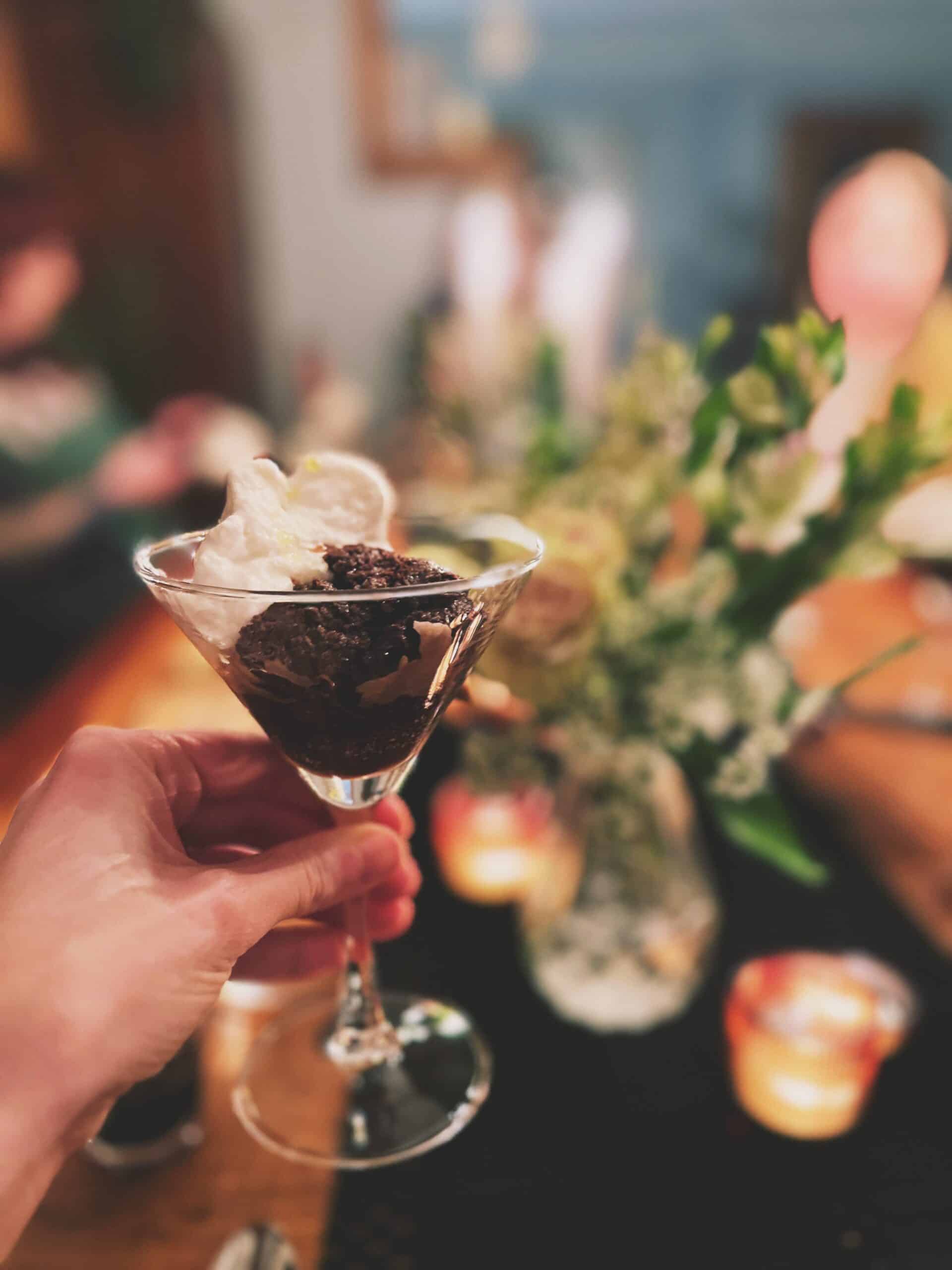 Dessert in a martini glass
