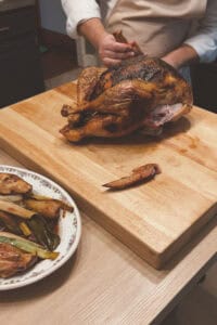 a whole turkey being carved