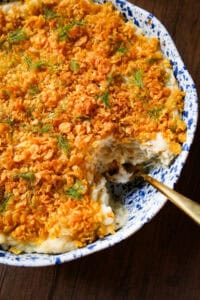 a bowl of mashed potatoes