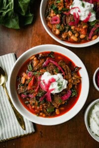 two bowls of beef stew