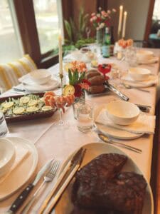 a table set for a dinner party