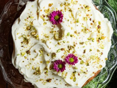 carrot cake on cake stand